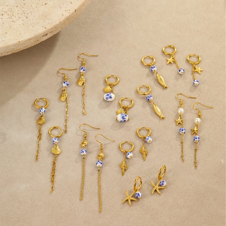 Urlaub Geometrische Edelstahl Gold Farbe frauen Baumeln Ohrringe 2