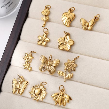 1 Piece Flower Stainless Steel  Gold Color Pendant