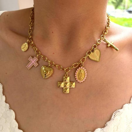 1 Piece Cross Stainless Steel Gold Color Pendant Necklace 2