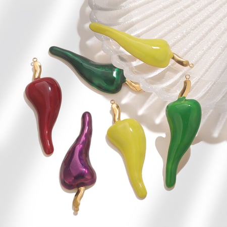 1 Piece DIY Pepper Stainless Steel Women's Pendants 2