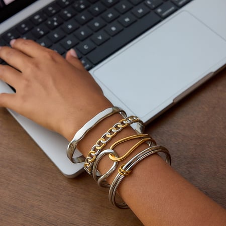 Bracelet pour femme en acier inoxydable, 1 pièce, couleur mixte, forme annulaire