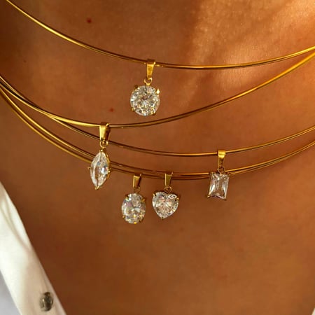1 stuk eenvoudige roestvrijstalen goudkleurige hangerketting 2
