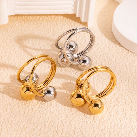 1 Piece Stainless Steel  Gold Color Statement Ring