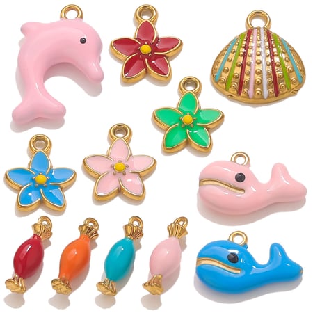 1 pezzo di ciondolo da donna in acciaio inossidabile a forma di delfino color oro 2