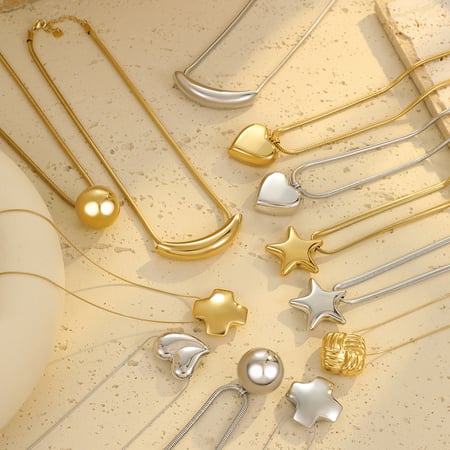 Simple Heart Stainless Steel   Gold Color  Women's Pendant Necklaces