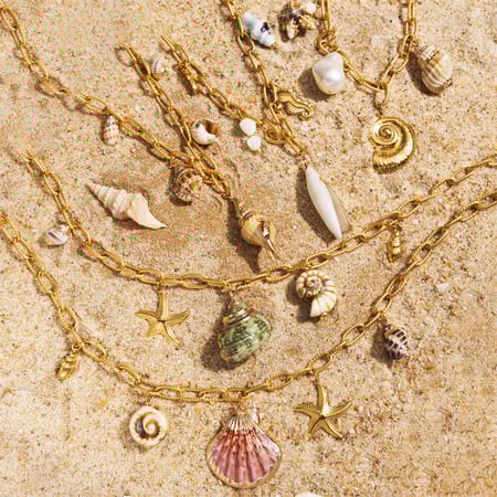 1 Piece Oceanic Stainless Steel Gold Color Shell Pendant Necklaces