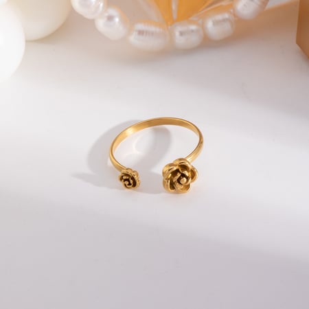 1 Piece Sweet Rose Stainless Steel Gold Color Minimalist Rings 2