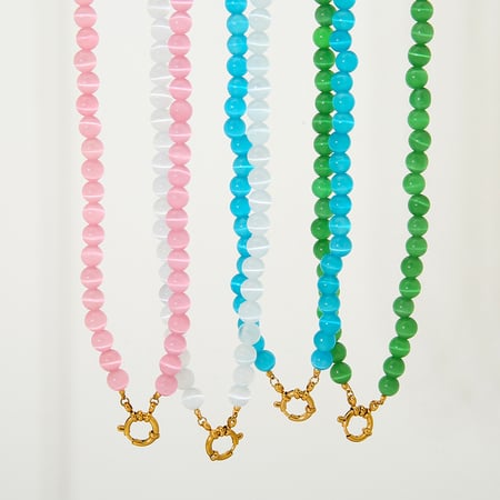 Simple Series Daily Geometric Glass Gold Color Women's Beaded Necklaces 2