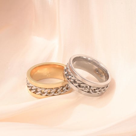 1 Piece Luxurious Series Classic Geometric Stainless Steel   Gold Color  Statement Rings 2