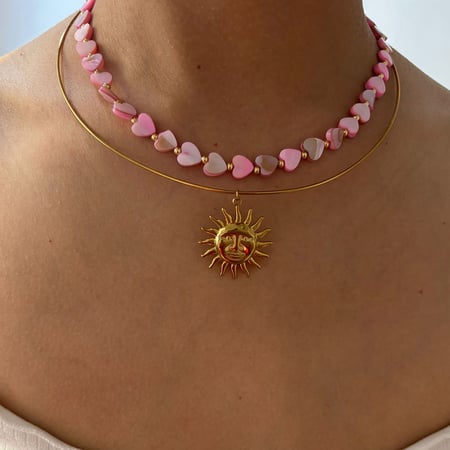 Collana con perline a forma di cuore e conchiglia, 1 pezzo 2