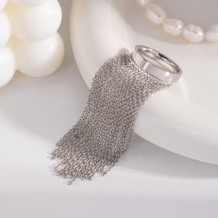 1 Piece Tassel Stainless Steel Statement Rings 2