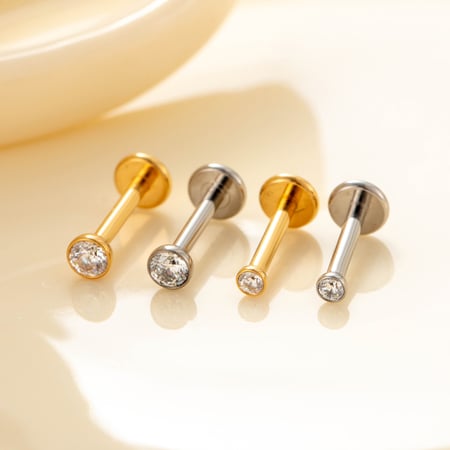 1 Piece Titanium Alloy Gold Color Piercing Earring 2