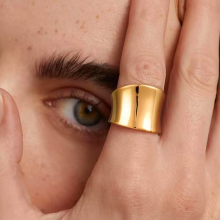 1 stuk eenvoudige onregelmatige vorm roestvrijstalen goudkleurige minimalistische ringen 2