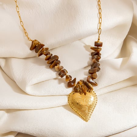 1 Stück Tägliches Herz Edelstahl Goldfarben Damen Perlenketten
