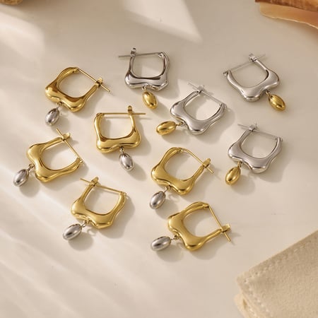 1 Pair Irregular Shape Stainless Steel Gold Color Women's Drop Earrings