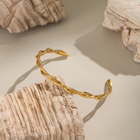 Bracelet simple et décontracté en acier inoxydable doré pour femme, 1 pièce 2