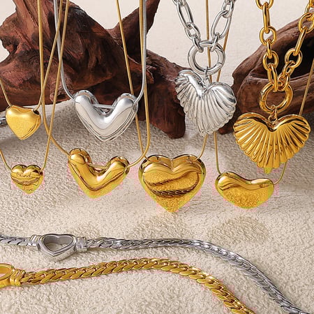 1 stuk hartvormige roestvrijstalen goudkleurige hangerketting 2