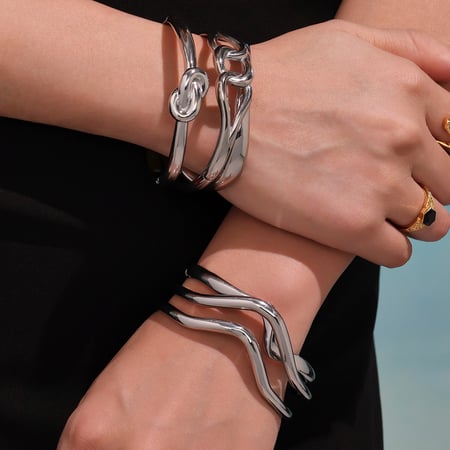 1 Piece Minimalist Irregular Shape Stainless Steel Gold Color Women's Bangles