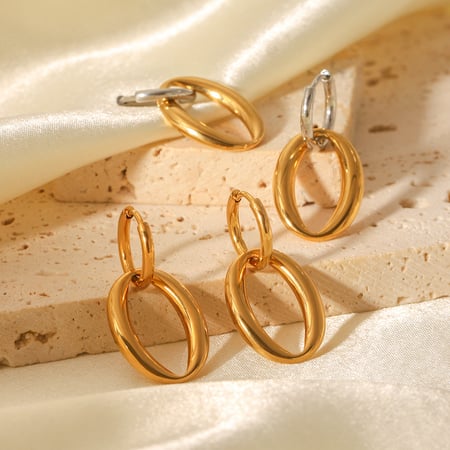 1 Pair Simple Series Daily Geometric Stainless Steel  Women's Hoop Earrings 2