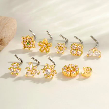 1 pièce de piercing de nez en zircon couleur cuivre doré 2
