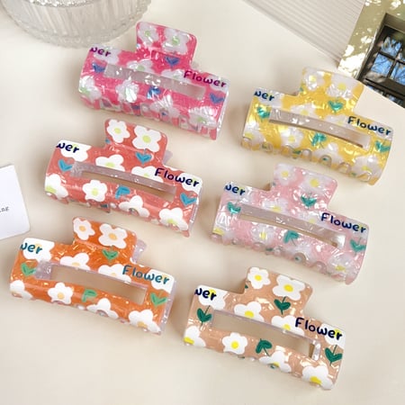 1 stuk zoete bloemen acryl haarklemmen voor dames 2