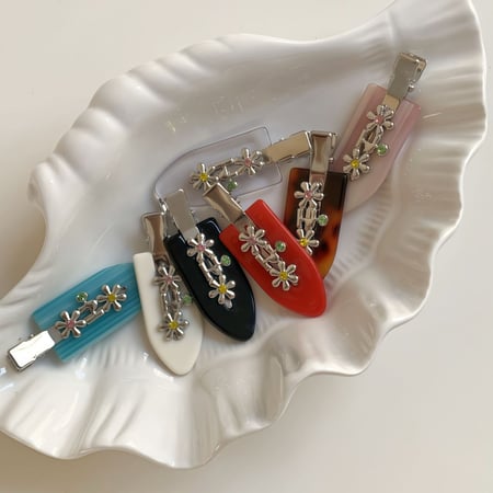 1 paire de pinces à cheveux pour femme en acétate, série classique, motif fleur douce 2