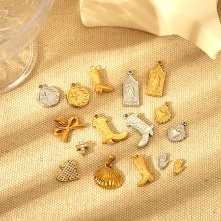 1 Pair Stainless Steel Cowboy Boots Tarot Shape DIY Pendant Pendant