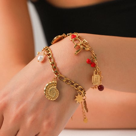 Bracelet à breloques en acier inoxydable pour femme, série simple, nœud papillon quotidien, 1 pièce 2