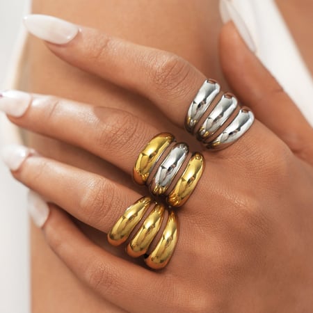 Bague minimaliste en acier inoxydable couleur or, série simple, cercle décontracté, 1 pièce 2
