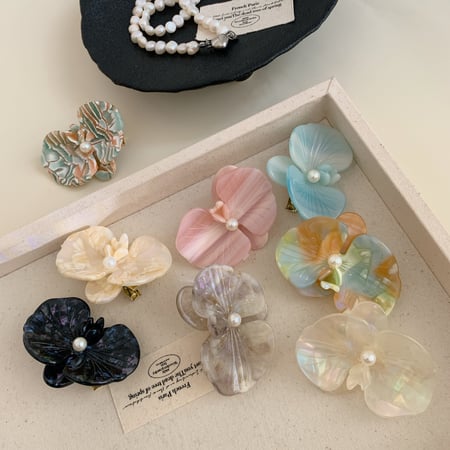 1 paire de pinces à cheveux pour femme en acétate, série Simple Daily Flower