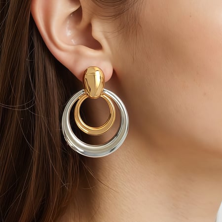 1 paire de boucles d'oreilles à tige simples en acier inoxydable couleur or pour femme 2