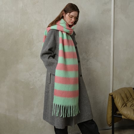 1 Stück Retro-Streifen-Rayon-Winterschals für Damen 2