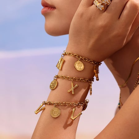 1 Piece Daily Letter Stainless Steel Gold Color Women's Charm Bracelets