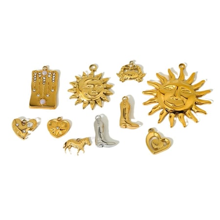 1 Pair Cowboy Boots Sun Stainless Steel Gold Color DIY Pendant