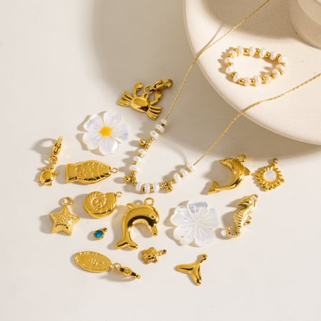 Pendentif en acier inoxydable à faire soi-même, série Classic Ocean, motif dauphin mignon 2