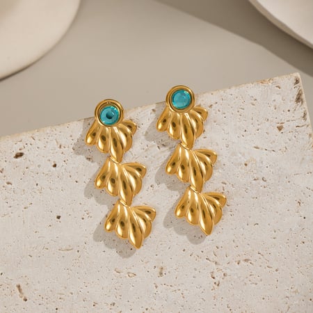 1 Pair Shell Stainless Steel Gold Color Dangle Earrings 2