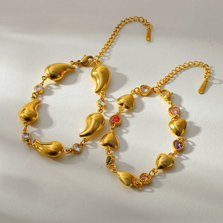 1 Piece Heart Stainless Steel Gold Color Charm Bracelet