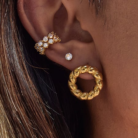1 Paar einfache Ohrstecker mit gedrehtem Knoten aus Edelstahl in Goldfarbe für Damen 2
