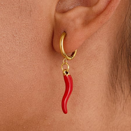 1 paar opvallende rode chilipeper oorbellen van roestvrij staal en goudkleur voor dames 2