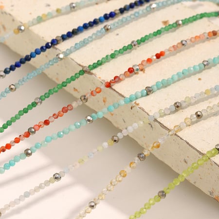1 Piece Colorful Daily Beads Natural Stones Gold Color Women's Beaded Necklaces 2