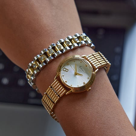Bracelet chaîne en acier inoxydable doré pour femme, motif patchwork classique, 1 pièce