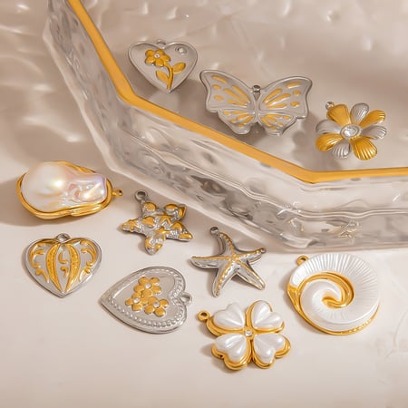 Pendentif cœur en acier inoxydable de couleurs mélangées, 1 pièce 2