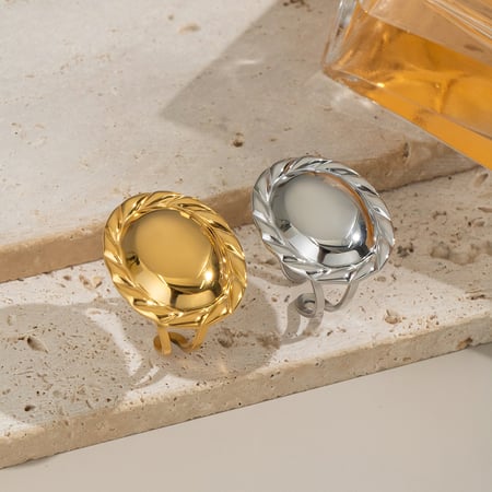 Bague simple en acier inoxydable de forme irrégulière, couleur or, 1 pièce 2
