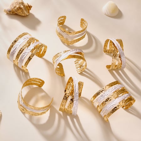 1 Piece Elegant Patchwork Stainless Steel Gold Color Women's Bangles