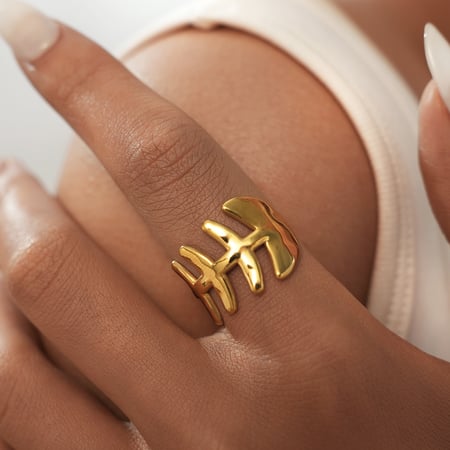 Bague en acier inoxydable couleur or avec motif animal naturel, 1 pièce 2