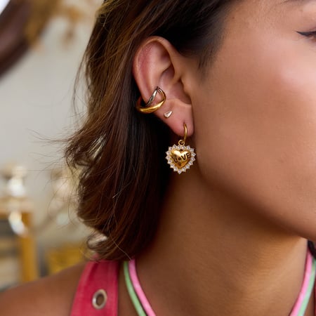 1 paire de boucles d&#39;oreilles pendantes en acier inoxydable couleur or pour femme, motif cœur et lettre d&#39;amour romantique 2