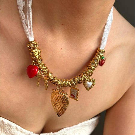 Collier avec pendentif en forme de cœur en acier inoxydable couleur or, 1 pièce