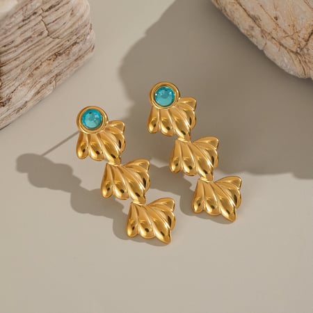 1 Pair Shell Stainless Steel Gold Color Dangle Earrings
