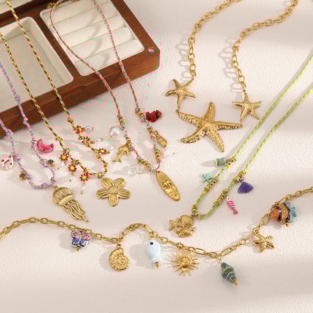 1 Piece Oceanic Stainless Steel Gold Color Pendant Necklace