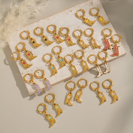 1 paar eenvoudige onregelmatig gevormde oorbellen van roestvrij staal met gouden hanger voor dames 2